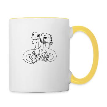 paerchen paar liebe 2 freunde verliebt frau weibli - Tasse zweifarbig - Weiß/Gelb - Rechts