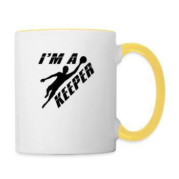 Design je suis un gardien de but torhueter tenant le pied - Mug contrasté - blanc/jaune - Droite