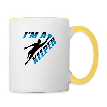 i am a keeper torwart torhueter halten fussball sc - Tasse zweifarbig - Weiß/Gelb - Rechts