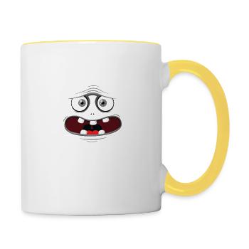 Monster Face - Gris - Mug contrasté - blanc/jaune - Droite