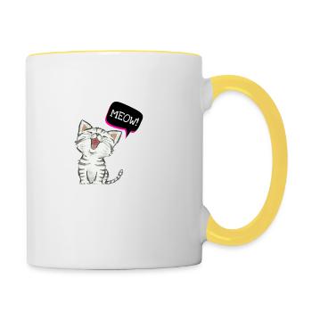Katze meow - Tasse zweifarbig - Weiß/Gelb - Rechts