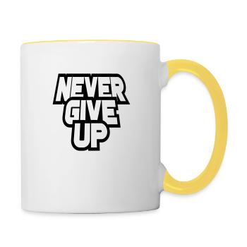 stick through cool never give up crossed out log - Contrasting Mug - white/yellow - Right
