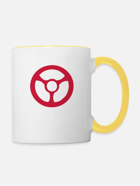 Lenkrad rad2 ruota rueda1 - Tasse zweifarbig - Weiß/Gelb