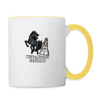 Sauvage étalon dompté Cadeau Célibataire Cheval - Mug contrasté - blanc/jaune - Droite