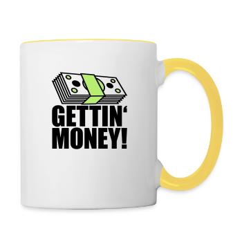 buendel geldscheine dollar gettin money zeichen ge - Tasse zweifarbig - Weiß/Gelb - Rechts