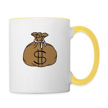 symbole dollar signe argent riche bourse - Mug contrasté - blanc/jaune - Droite