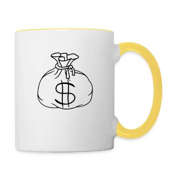 cool dollar symbole signe argent riche sac d'argent rei - Mug contrasté - blanc/jaune - Droite
