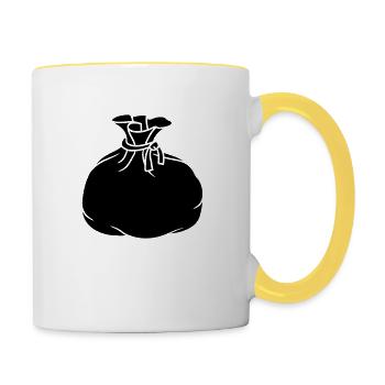 black fabric bag sack gift packed flasks - Contrasting Mug - white/yellow - Right