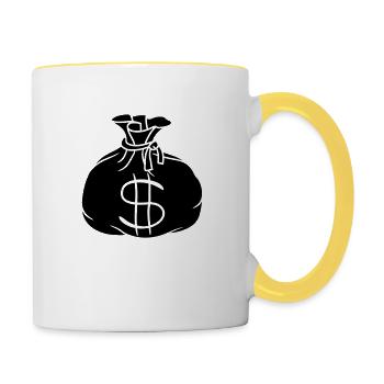 schwarz reich cool dollar symbol zeichen geld geld - Tasse zweifarbig - Weiß/Gelb - Rechts