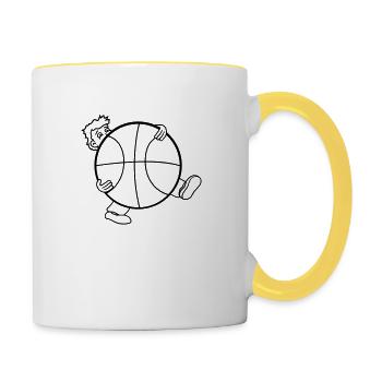 sport basketball verein riesig korb werfen kugel b - Tasse zweifarbig - Weiß/Gelb - Rechts