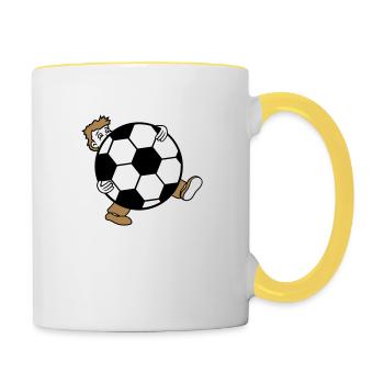 sport soccer club huge kicker goal ball ball - Contrasting Mug - white/yellow - Right