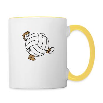 énorme volley-ball sport club ball ball wear s - Mug contrasté - blanc/jaune - Droite