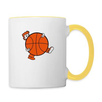 basketball sport verein riesig korb werfen kugel b - Tasse zweifarbig - Weiß/Gelb - Rechts