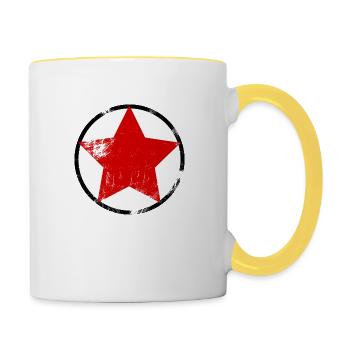 Etoile rouge - Mug contrasté - blanc/jaune - Droite