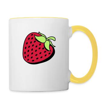 strawberry fruity delicious fruit berries hunger eat - Contrasting Mug - white/yellow - Right