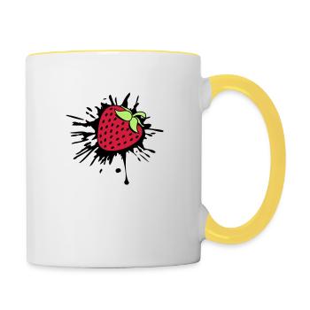 collx couleur goutte graffiti fraise fruité fuite - Mug contrasté - blanc/jaune - Droite