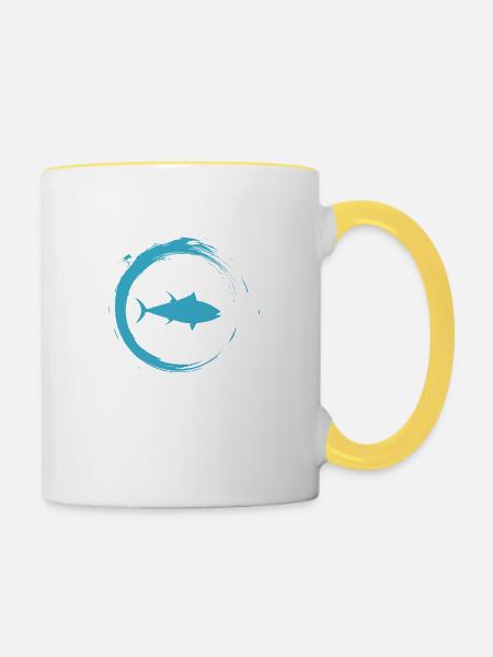 Thunfisch - Tasse zweifarbig - Weiß/Gelb