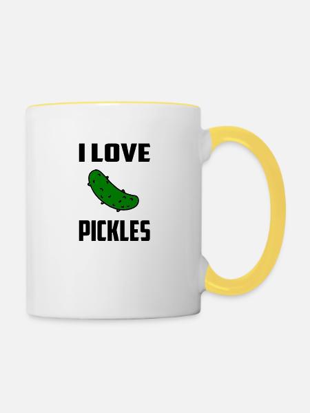ich liebe Gurken - Tasse zweifarbig - Weiß/Gelb