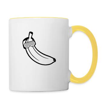 feiern party spass sonnenbrille kopfhoerer dj cool - Tasse zweifarbig - Weiß/Gelb - Rechts