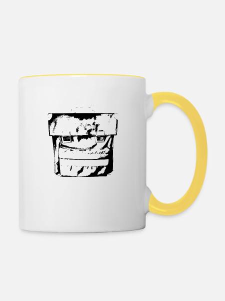 Schulranzen - Tasse zweifarbig - Weiß/Gelb