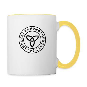 Runes I Futhark I triquetra I amulet I protection - Contrasting Mug - white/yellow - Right