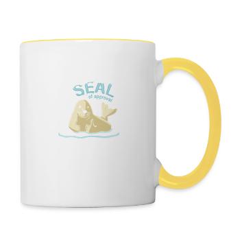 Gütesiegel - Tasse zweifarbig - Weiß/Gelb - Rechts