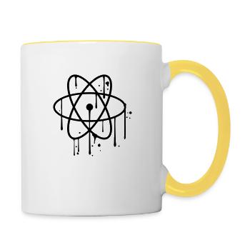 graffiti tropfen spray atom symbol zeichen cool kr - Tasse zweifarbig - Weiß/Gelb - Rechts