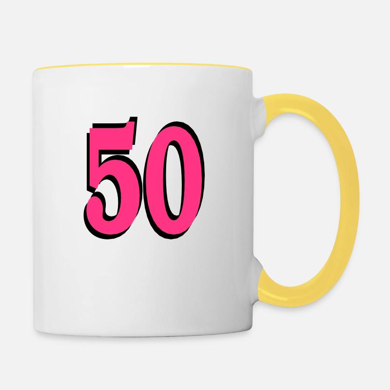 50 Anniversaire - Mug contrasté - blanc/jaune