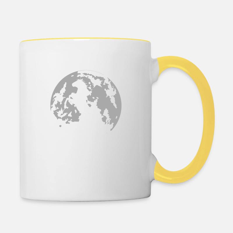 cheval lune - Mug contrasté - blanc/jaune
