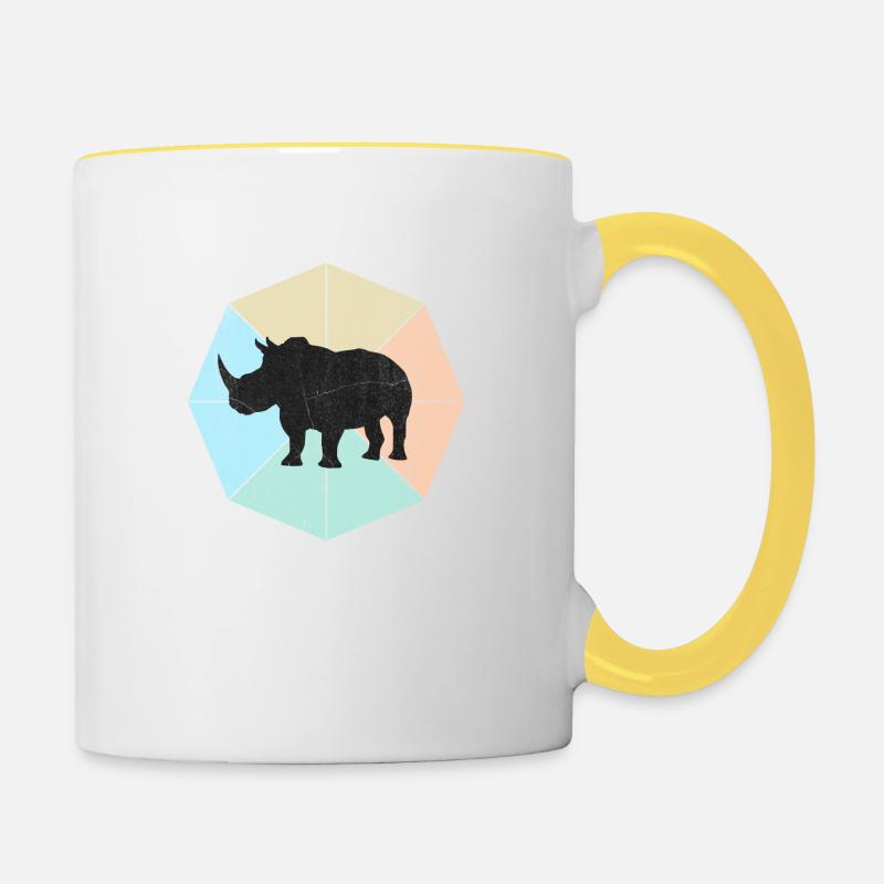 rhinocéros - Mug contrasté - blanc/jaune