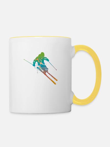 skiing male de - Tasse zweifarbig - Weiß/Gelb