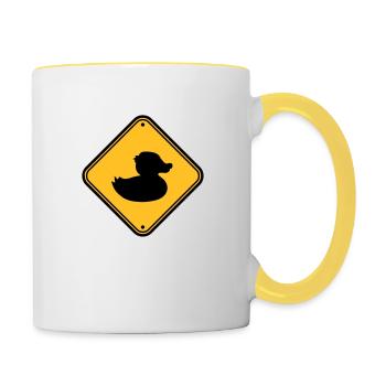 zone shield prohibited note danger caution - Contrasting Mug - white/yellow - Right