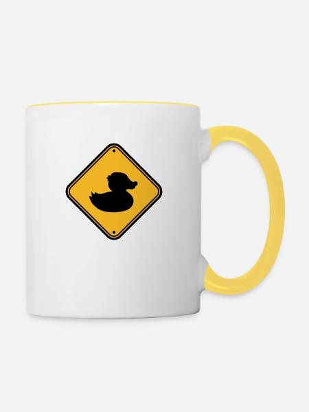 zone bouclier interdite note danger mise en garde - Mug contrasté - blanc/jaune