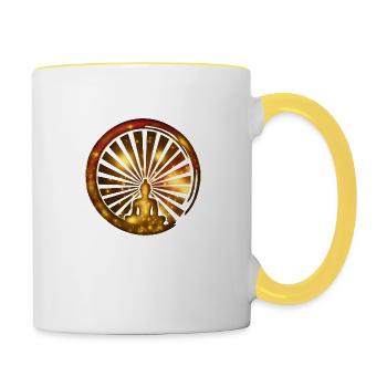 Enso Zen Meditation Buddha Buddhismus Japan Yoga - Tasse zweifarbig - Weiß/Gelb - Rechts