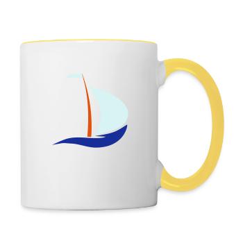 bateau à voile - Mug contrasté - blanc/jaune - Droite