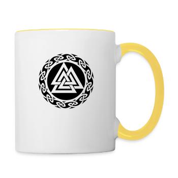 Valknut, Wotan Knot, Triforce Celtic Endless Knot - Contrasting Mug - white/yellow - Right