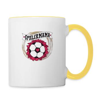 Spielermama football love heart - Contrasting Mug - white/yellow - Right