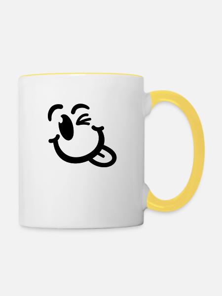 smiley_2_f1_ - Tasse zweifarbig - Weiß/Gelb