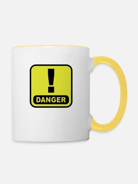 Danger Ausrugezeichen - Tasse zweifarbig - Weiß/Gelb
