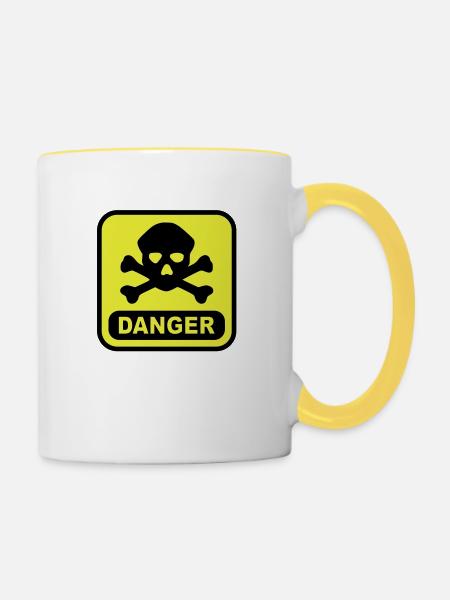 Danger Totenkopf - Tasse zweifarbig - Weiß/Gelb