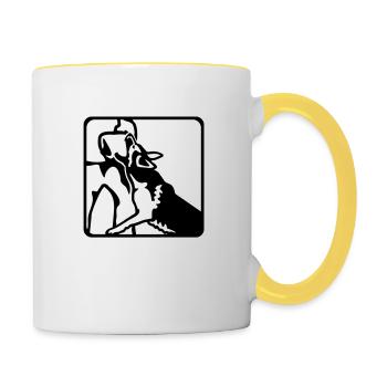 483 IPO Deutscher Schäferhund - Tasse zweifarbig - Weiß/Gelb - Rechts