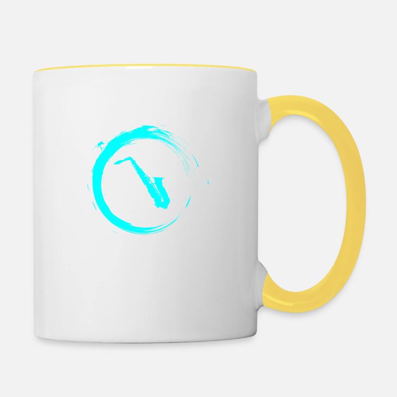 saxophone - Mug contrasté - blanc/jaune