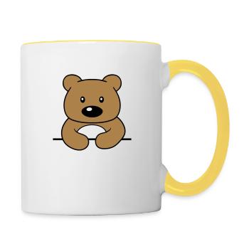 rahmen text schreiben teddy grizzly baer baerchen - Tasse zweifarbig - Weiß/Gelb - Rechts