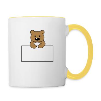 name shield frame text write teddy grizzly ba - Contrasting Mug - white/yellow - Right