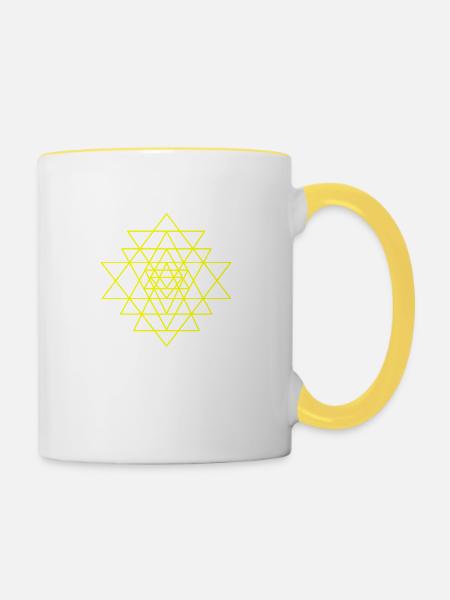 Shri Yantra 11 - Tasse zweifarbig - Weiß/Gelb