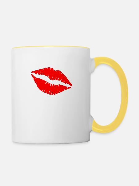 Kuss - Tasse zweifarbig - Weiß/Gelb