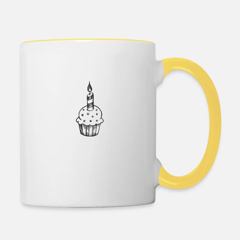Muffin with candle - Contrasting Mug - white/yellow