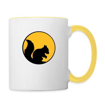 lune nuit soleil cercle rond logo silhouette noir - Mug contrasté - blanc/jaune - Droite