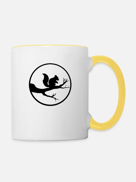 rund mond kreis nacht schatten ast schwarz eichhoe - Tasse zweifarbig - Weiß/Gelb