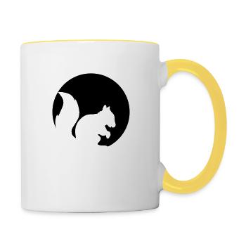 cercle rond logo silhouette noir eichhoernchen n - Mug contrasté - blanc/jaune - Droite